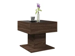 Mesa de centro y LED madera ingeniería marrón roble 50x50x45 cm