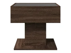Mesa de centro y LED madera ingeniería marrón roble 50x50x45 cm