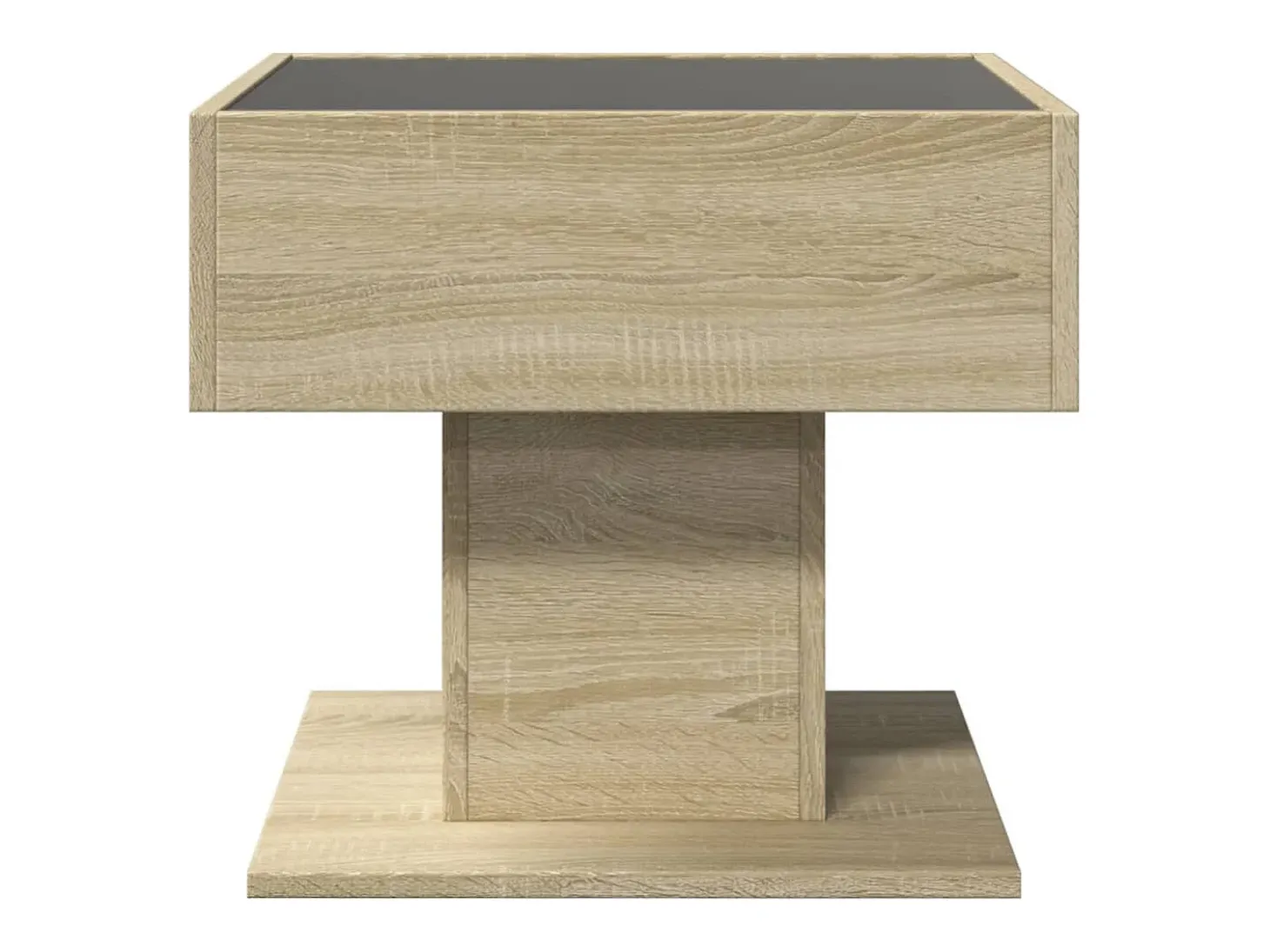 Mesa de centro y LED madera ingeniería roble Sonoma 50x50x45 cm