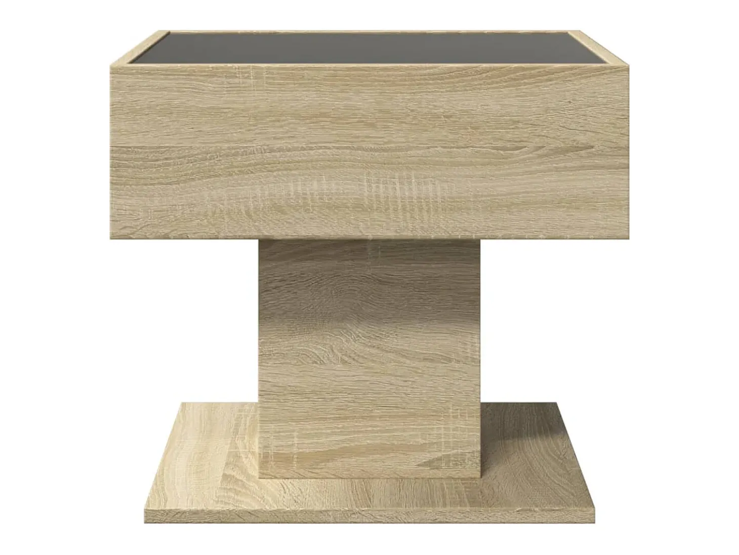 Mesa de centro y LED madera ingeniería roble Sonoma 50x50x45 cm