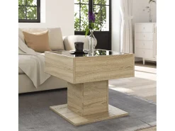 Mesa de centro y LED madera ingeniería roble Sonoma 50x50x45 cm