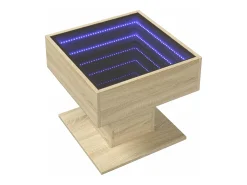 Mesa de centro y LED madera ingeniería roble Sonoma 50x50x45 cm