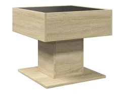 Mesa de centro y LED madera ingeniería roble Sonoma 50x50x45 cm