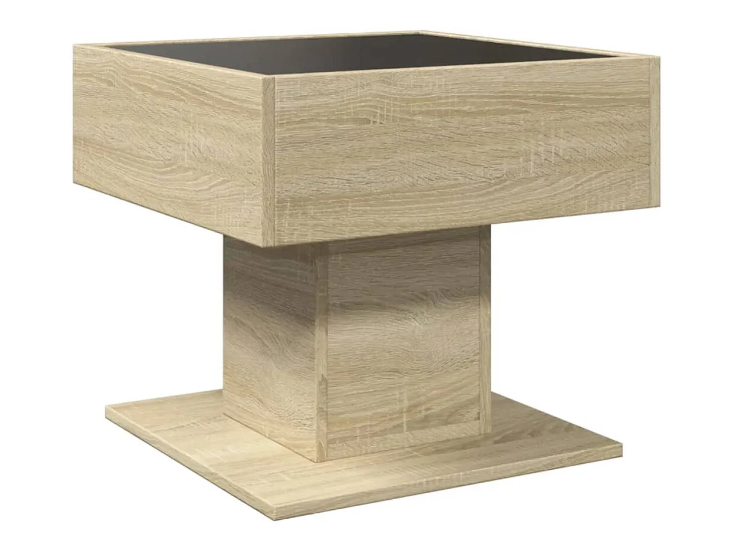 Mesa de centro y LED madera ingeniería roble Sonoma 50x50x45 cm