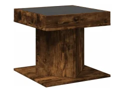 Mesa de centro y LED madera ingeniería roble ahumado 50x50x45cm