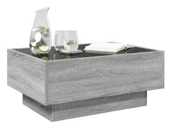 Mesa de centro y LED madera ingeniería gris Sonoma 70x50x30 cm