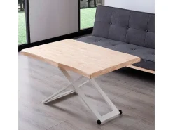 Mesa de centro Zoe elevable con tapa irregular roble Nordish/blanco 49-76x120x80 cm Adec