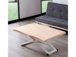 Mesa de centro Zoe elevable con tapa irregular roble Nordish/blanco 49-76x120x80 cm Adec