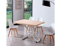 Mesa de centro Zoe elevable con tapa regular roble Nordish/blanco 49-76x120x80 cm Adec