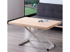 Mesa de centro Zoe elevable con tapa regular roble Nordish/blanco 49-76x120x80 cm Adec