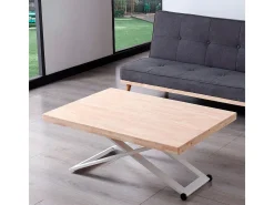 Mesa de centro Zoe elevable con tapa regular roble Nordish/blanco 49-76x120x80 cm Adec
