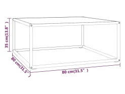Mesa de centro-Mesa auxiliar negra con vidrio de mármol blanco 80x80x35 cm SHL4185