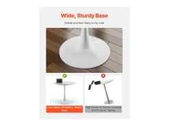 Mesa de Conjunto SucceBuy Mesa de Comedor Redonda de Madera de 80 cm para 2-4 Personas (Solo Mesa)