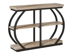 Mesa de consola 105 cm, mesa de entrada industrial de 3 niveles con marco de metal arqueado y estantes de almacenamiento