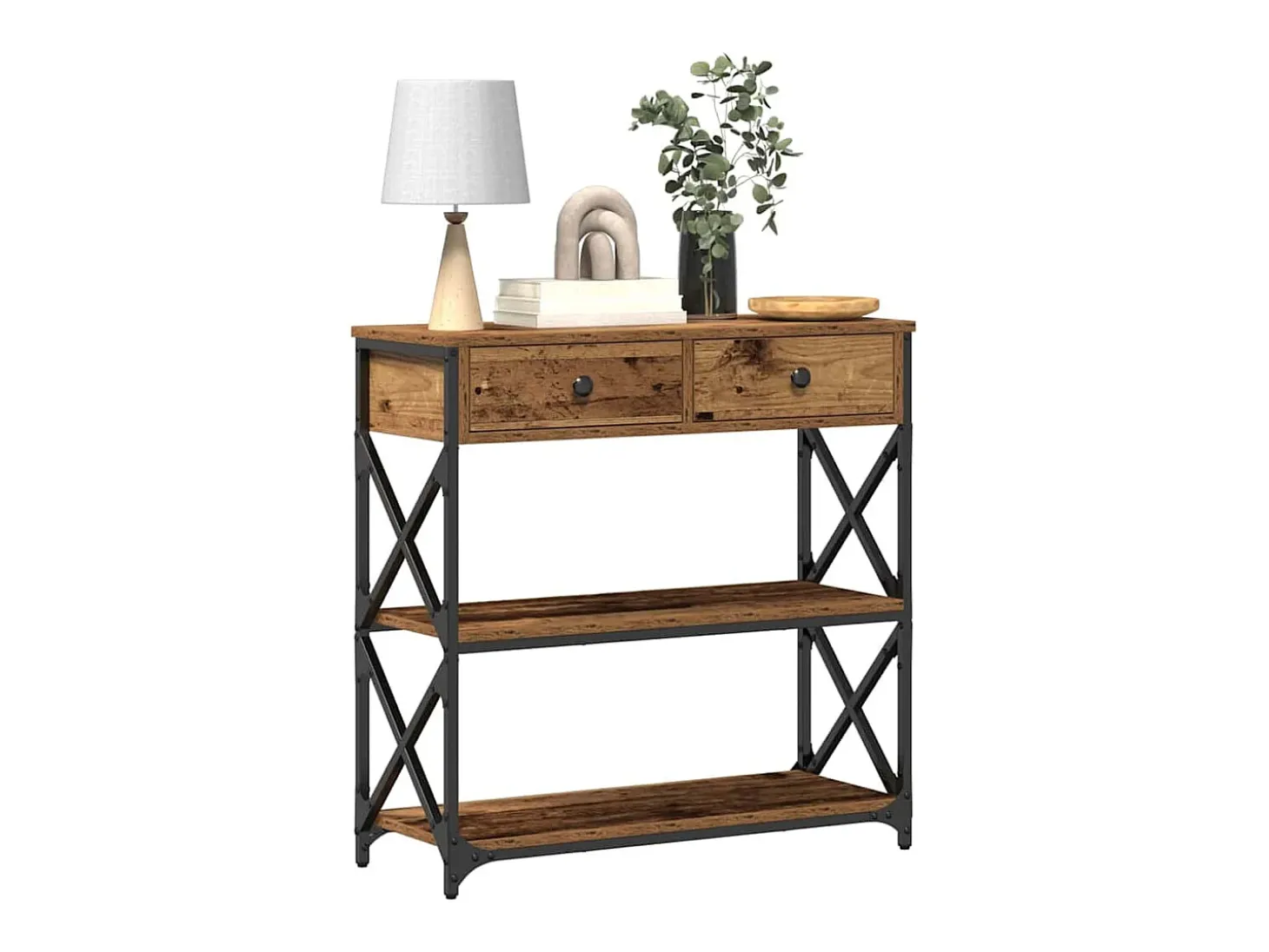 Mesa de Consola con cajón Madera vieja 75 x 28 x 75 cm