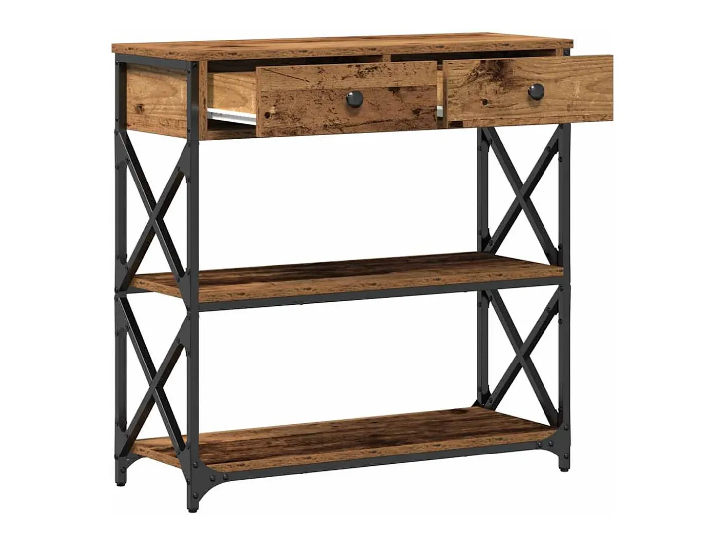 Mesa de Consola con cajón Madera vieja 75 x 28 x 75 cm