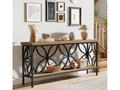 Mesa de consola con estante Mesa de sofá estrecha de 160 cm Mesa de pasillo