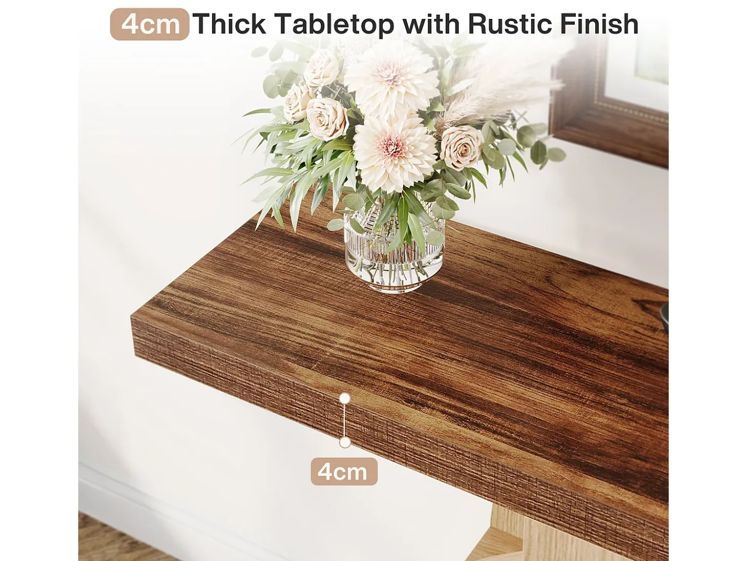 Mesa de consola de 100 cm con almacenamiento - Mesa de entrada de madera para el salón, con estanterías y base circular