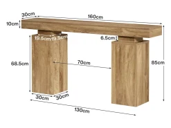 Mesa de consola de 160 cm de largo, mesa de entrada de estilo rústico detrás del sofá