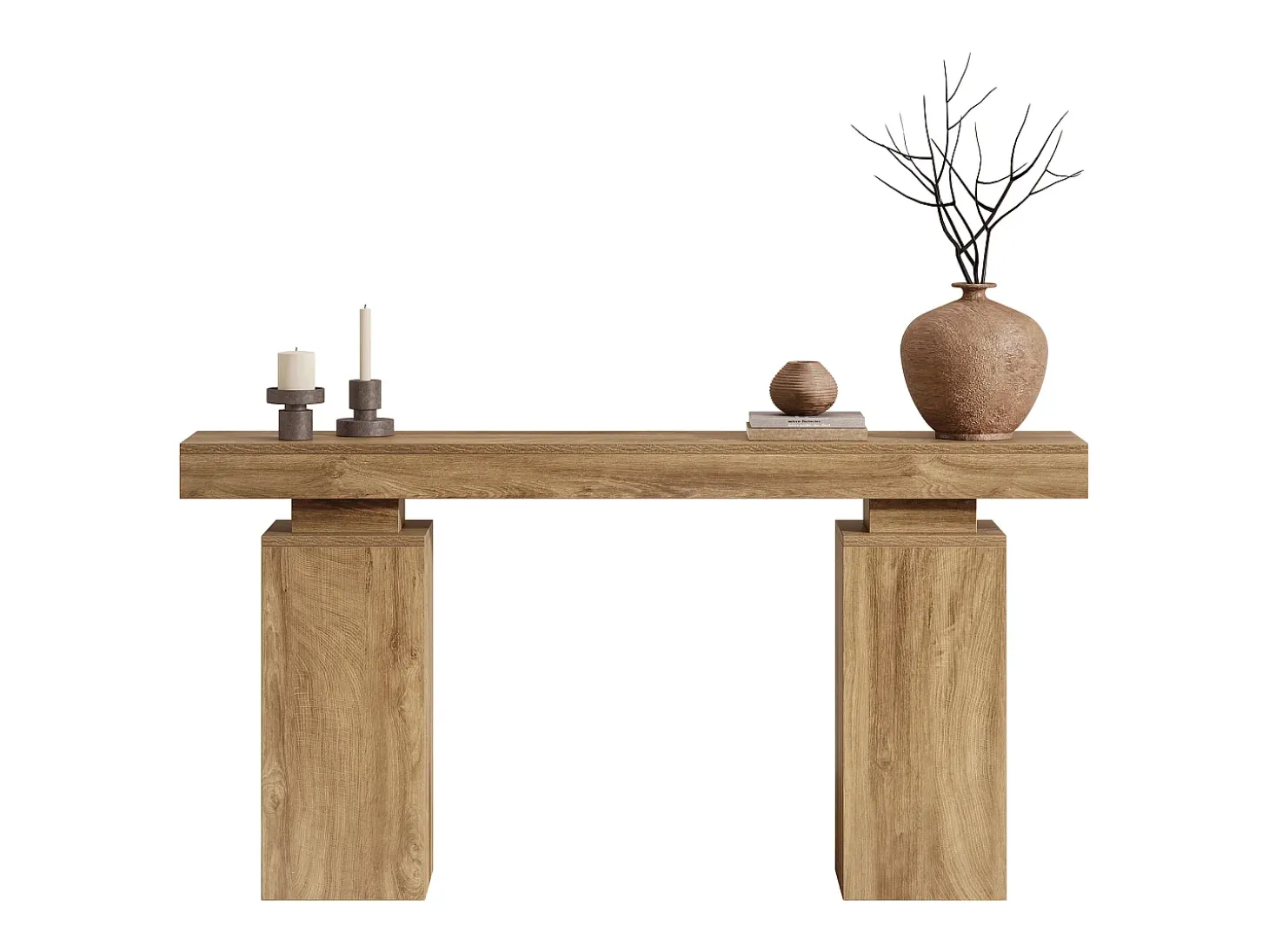 Mesa de consola de 160 cm de largo, mesa de entrada de estilo rústico detrás del sofá
