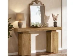 Mesa de consola de 160 cm de largo, mesa de entrada de estilo rústico detrás del sofá