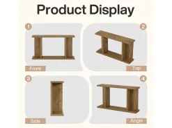 Mesa de consola de 140 cm, mesa de sofá rústica de 2 niveles para entrada detrás del sofá