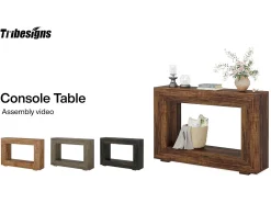 Mesa de consola de 120 cm, mesa de sofá con almacenamiento, mesa moderna de entrada para pasillo negro