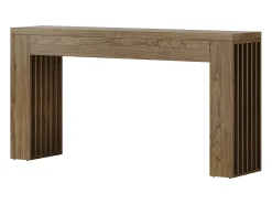 Mesa de consola de 150 cm para sala de estar, mesa de entrada de estilo rústico con patas de listones verticales