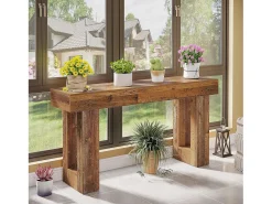 Mesa de consola, mesa de entrada rústica de 160 cm, consola rectangular de acento para entrada, pasillo