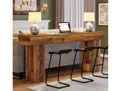Mesa de consola, mesa de entrada rústica de 160 cm, consola rectangular de acento para entrada, pasillo
