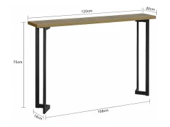 Mesa de Consola Mesa de Entrada Recibidor Estructura y Patas de Metal, Estilo Industrial 120 x 75 x 20 cm FSB50-PF SoBuy ES