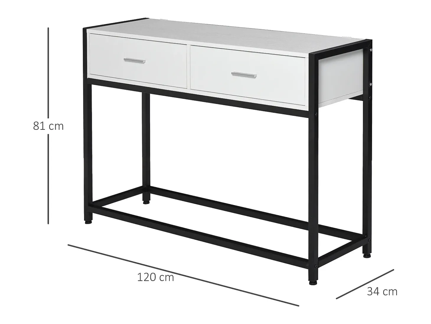 Mesa de consola negro y blanco 120x34x81 cm HOMCOM