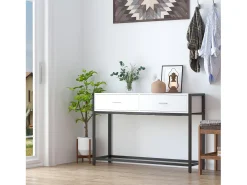 Mesa de consola negro y blanco 120x34x81 cm HOMCOM