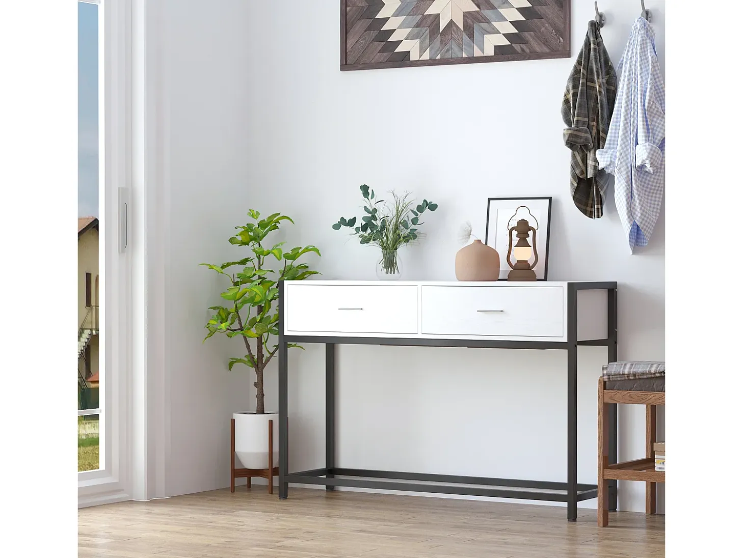 Mesa de consola negro y blanco 120x34x81 cm HOMCOM