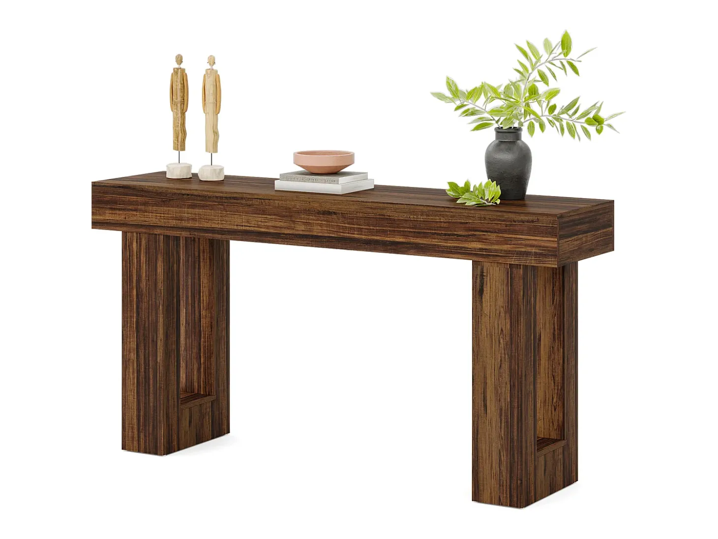 Mesa de consola rectangular de 160 cm de largo, mesa baja detrás del sofá, mesa de estilo rústico para la entrada, el pasillo, el salón (marrón rústico)