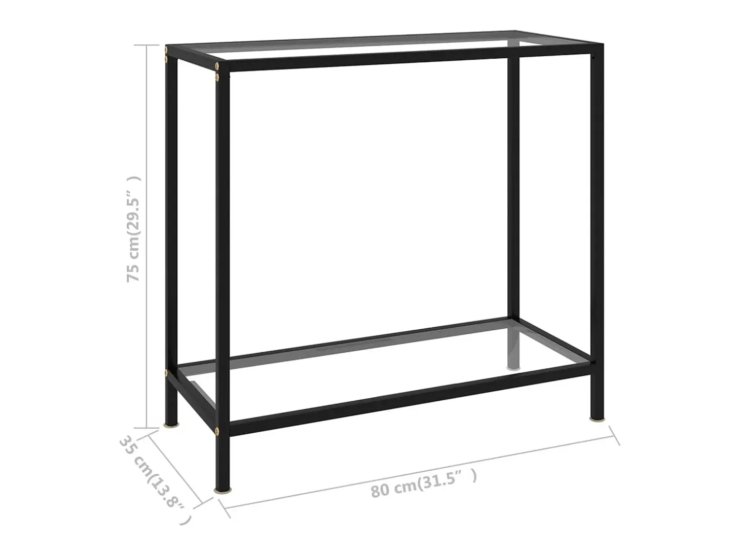 Mesa de consola transparente vidrio templado 80x35x75 cm