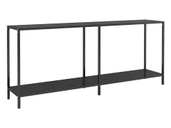 Mesa de consola vidrio templado negro 180x35x75,5 cm
