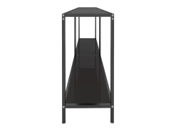 Mesa de consola vidrio templado negro 180x35x75,5 cm