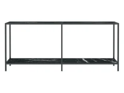 Mesa de consola vidrio templado negro 180x35x75,5 cm