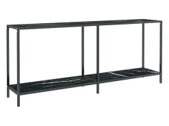 Mesa de consola vidrio templado negro 180x35x75,5 cm