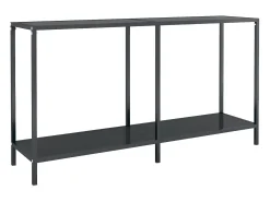 Mesa de consola vidrio templado negro 140x35x75,5 cm ES396023