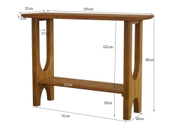 Mesa de entrada de 105 cm con espacio de almacenamiento, moderna mesa de consola de dos niveles con patas de madera maciza para salón y pasillo
