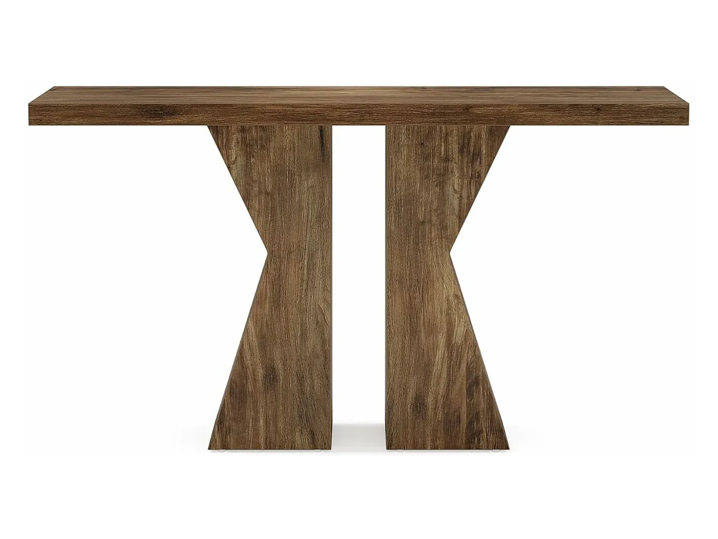 Mesa de entrada de estilo rústico, mesa consola detrás del sofá, mesa de pasillo estrecha, mesa de entrada con marco en forma de K para entrada, sala de estar, marrón rústico de 140 cm