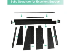 Mesa de entrada, mesa consola moderna negra de 160 cm con base trapezoidal para sala de estar