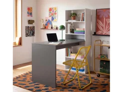 Mesa de escritorio con estantería en blanco artik y gris antracita 120x50 cm Cosmic Blanco Artik (Blanco Mate) - Gris Antracita
