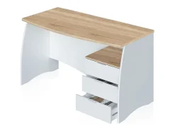 Mesa de escritorio Elan 3 cajones Blanco Artik (Blanco Mate) - Roble Canadian
