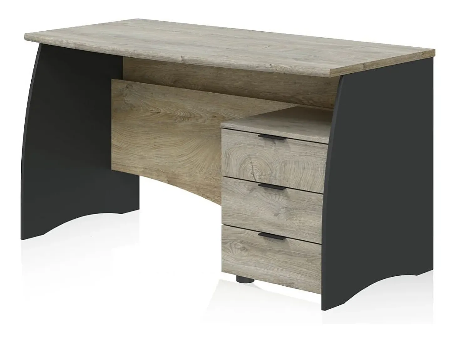 Mesa de escritorio Elan 3 cajones Roble Alaska - Gris Antracita