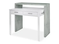 Mesa de escritorio extensible Zira Blanco Artik (Blanco Mate) - Gris Cemento