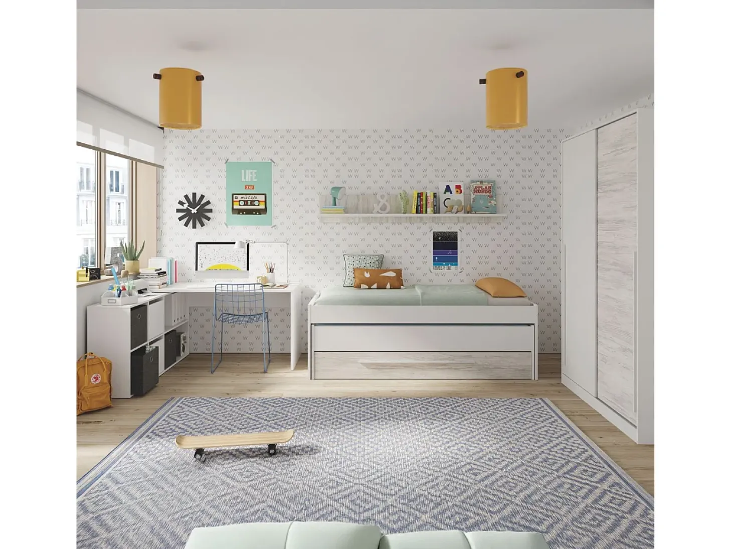 Mesa de escritorio multiposición en blanco mate 136x139 cm Move Blanco Artik (Blanco Mate)