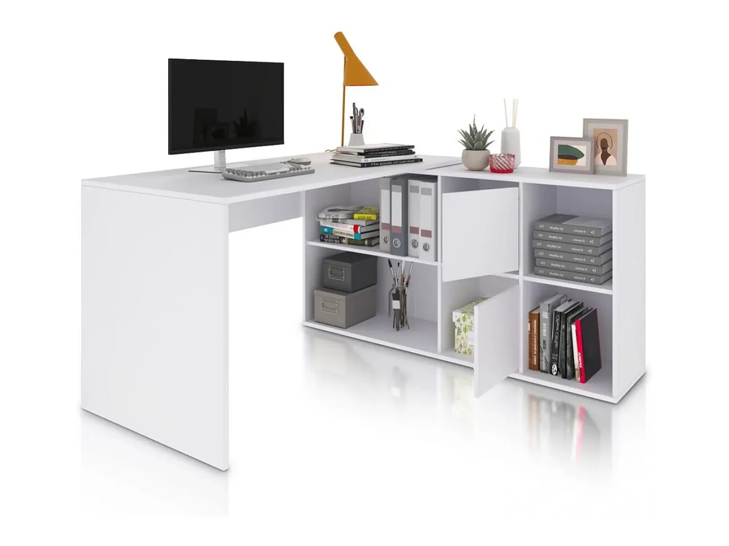 Mesa de escritorio multiposición en blanco mate 136x139 cm Move Blanco Artik (Blanco Mate)